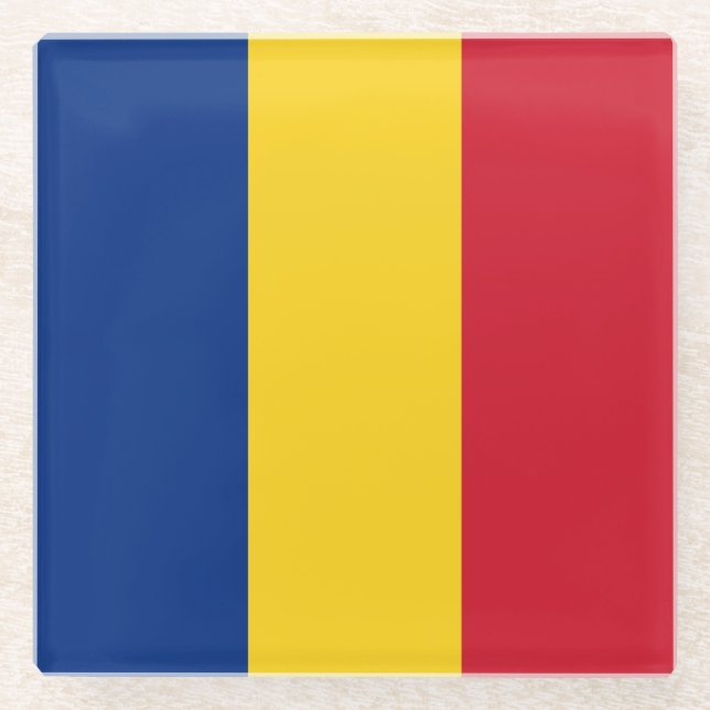 Dessous-de-verre En Verre Drapeau de la Roumanie (Devant)