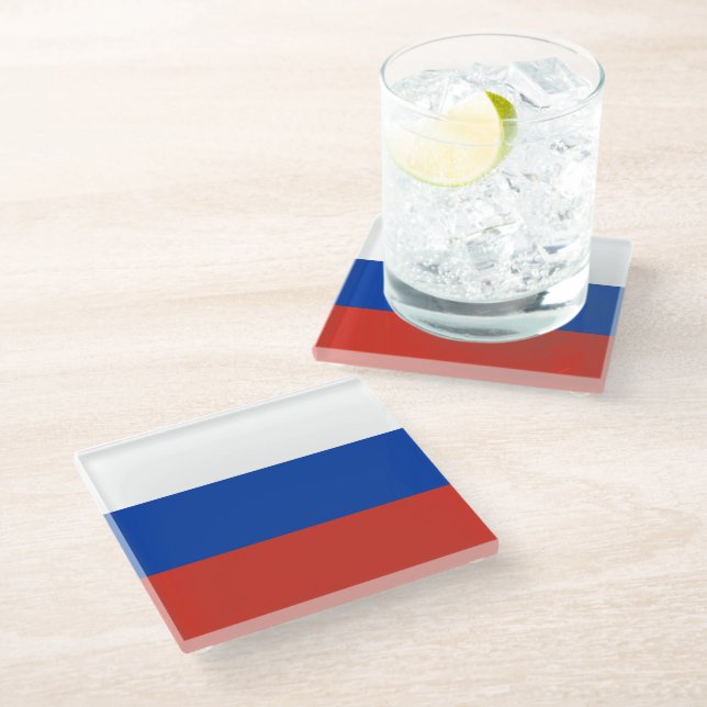 Dessous-de-verre En Verre Drapeau de la Russie (Incliné)