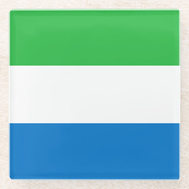 Dessous-de-verre En Verre Drapeau de la Sierra Leone (Devant)