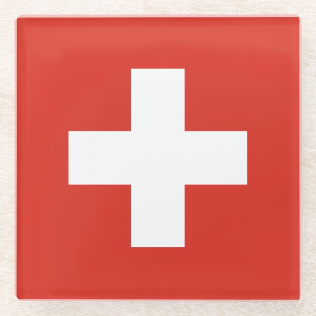 Dessous-de-verre En Verre Drapeau de la Suisse (Devant)