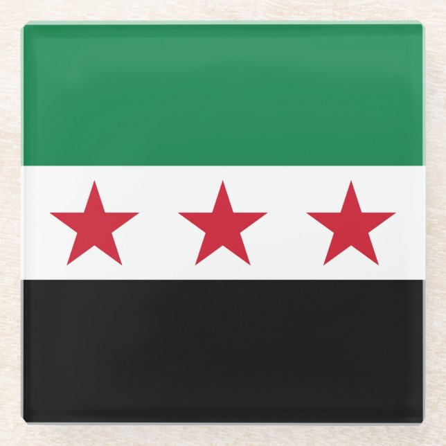 Dessous-de-verre En Verre Drapeau de la Syrie (Devant)
