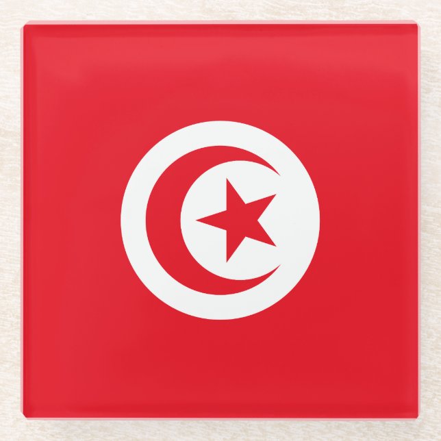 Dessous-de-verre En Verre Drapeau de la Tunisie (Devant)