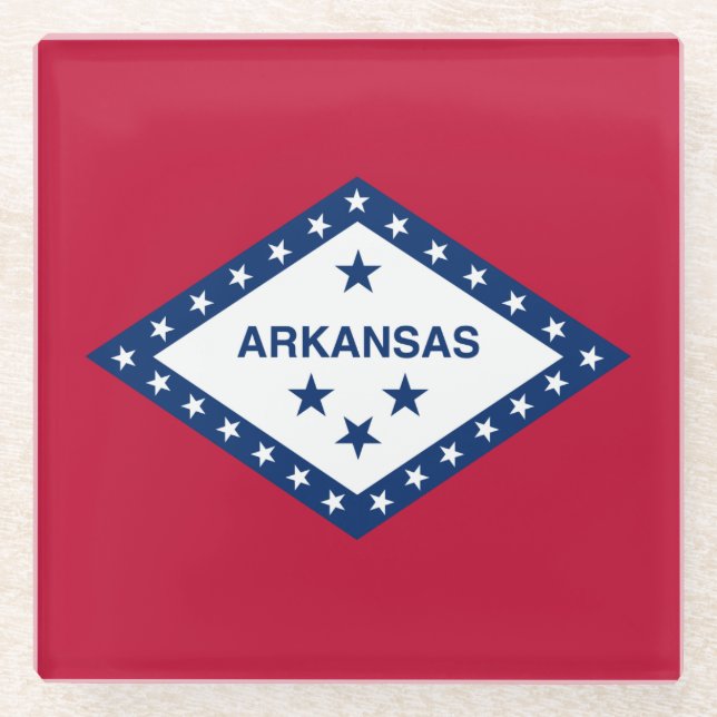 Dessous-de-verre En Verre Drapeau de l'Arkansas (Devant)