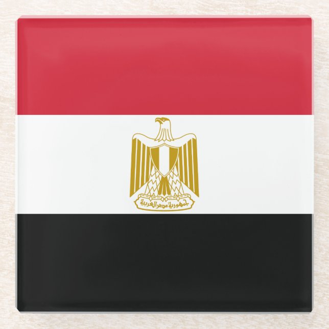Dessous-de-verre En Verre Drapeau de l'Égypte (Devant)