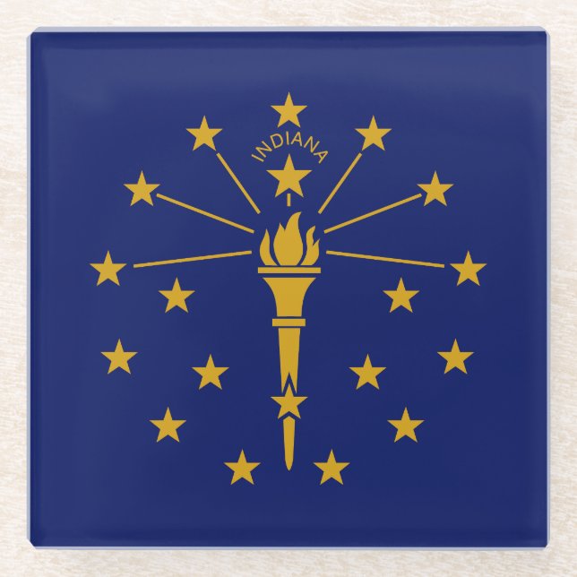 Dessous-de-verre En Verre Drapeau de l'État de l'Indiana (Devant)