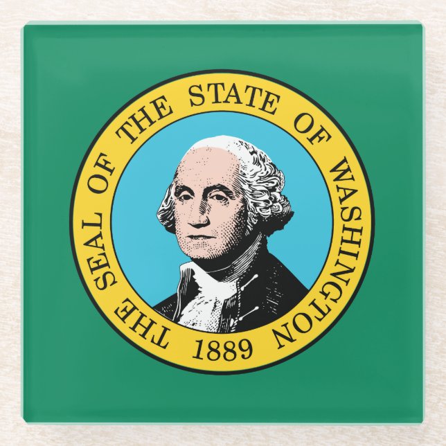 Dessous-de-verre En Verre Drapeau de l'État de Washington (Devant)