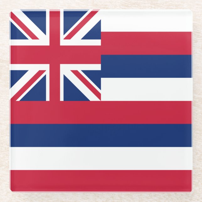Dessous-de-verre En Verre Drapeau de l'État d'Hawaii (Devant)