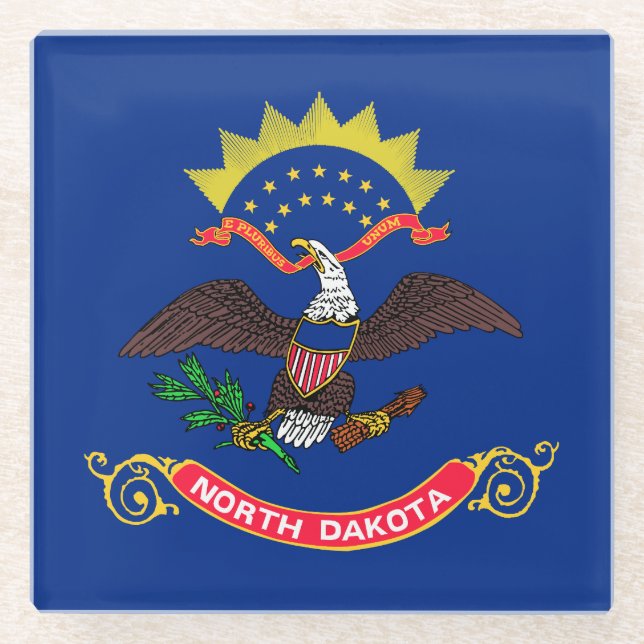 Dessous-de-verre En Verre Drapeau de l'État du Dakota du Nord (Devant)