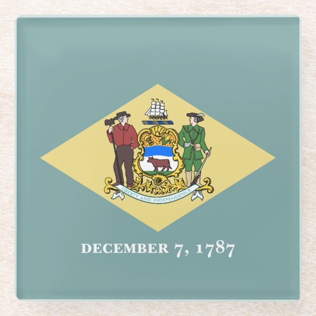 Dessous-de-verre En Verre Drapeau de l'État du Delaware (Devant)