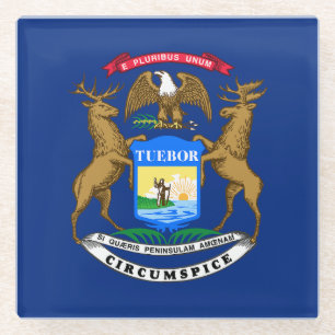 Dessous-de-verre En Verre Drapeau de l'État du Michigan