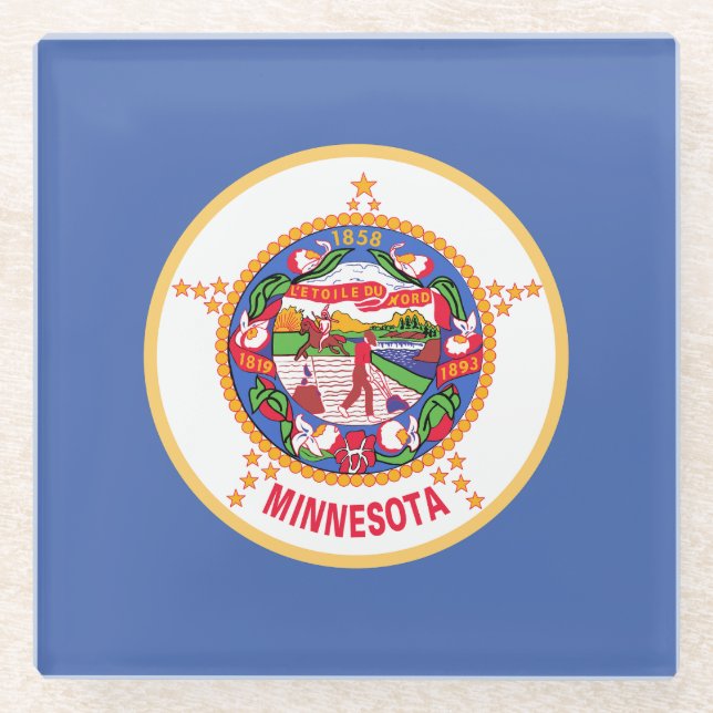 Dessous-de-verre En Verre Drapeau de l'État du Minnesota (Devant)