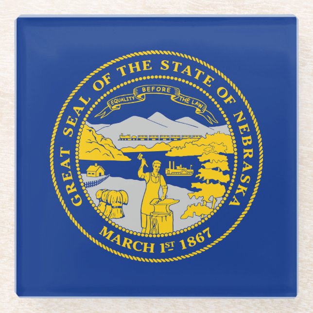 Dessous-de-verre En Verre Drapeau de l'État du Nebraska (Devant)