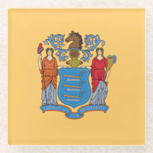 Dessous-de-verre En Verre Drapeau de l'État du New Jersey