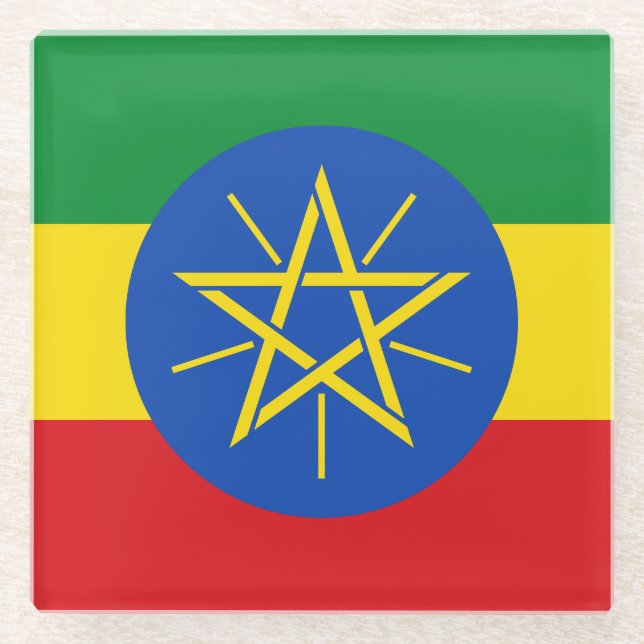 Dessous-de-verre En Verre Drapeau de l'Éthiopie (Devant)
