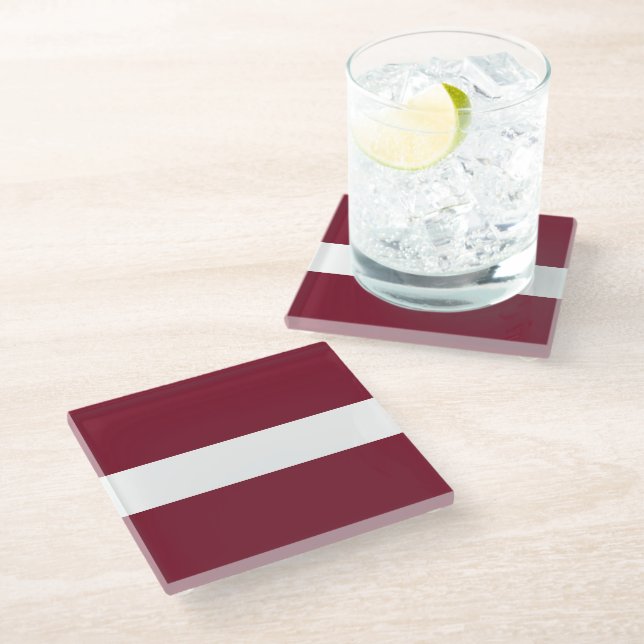 Dessous-de-verre En Verre Drapeau de Lettonie (Incliné)