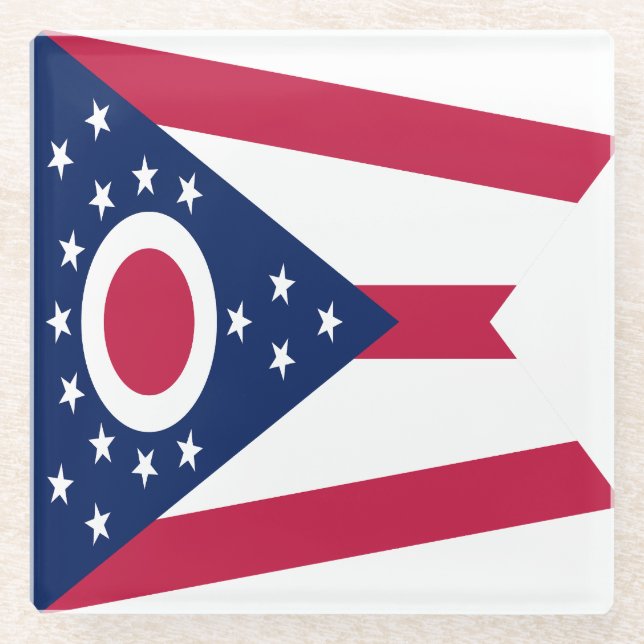 Dessous-de-verre En Verre Drapeau de l'Ohio (Devant)