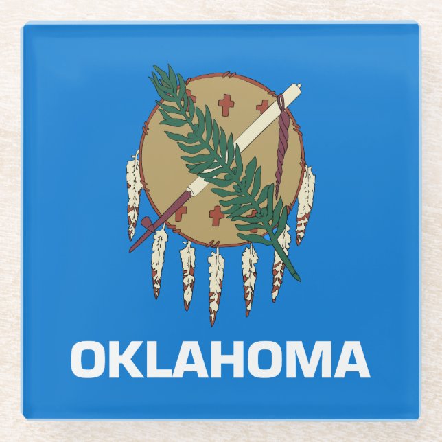 Dessous-de-verre En Verre Drapeau de l'Oklahoma (Devant)