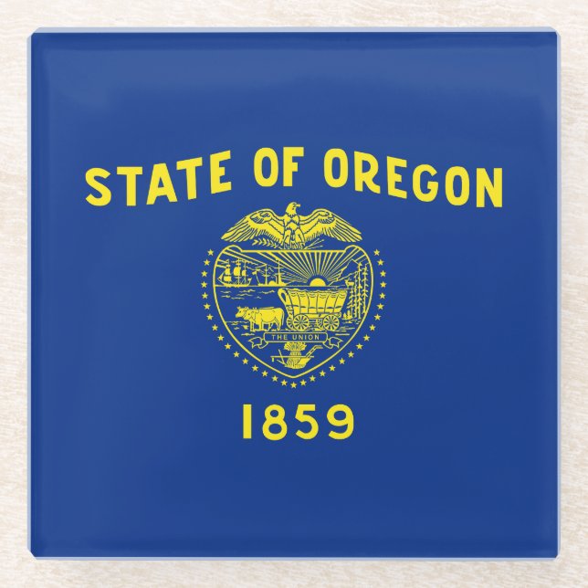Dessous-de-verre En Verre Drapeau de l'Oregon (Devant)