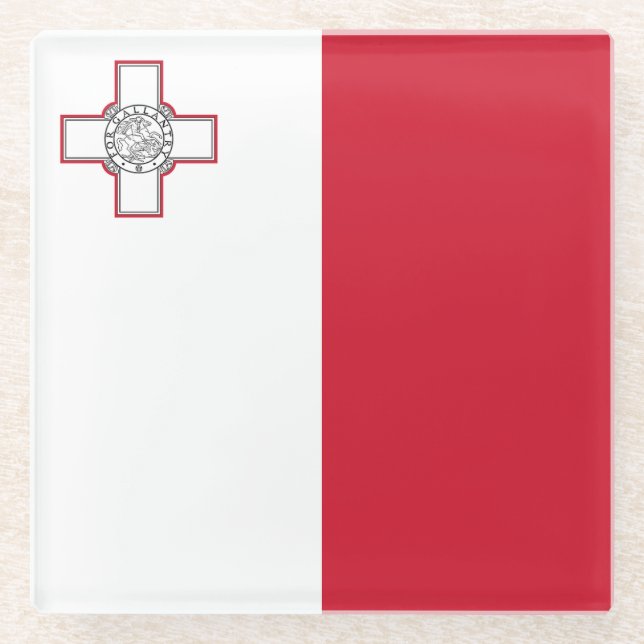 Dessous-de-verre En Verre Drapeau de Malte (Devant)