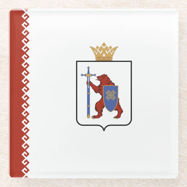 Dessous-de-verre En Verre Drapeau de Mari El (Devant)