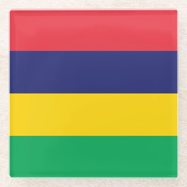 Dessous-de-verre En Verre Drapeau de Maurice (Devant)