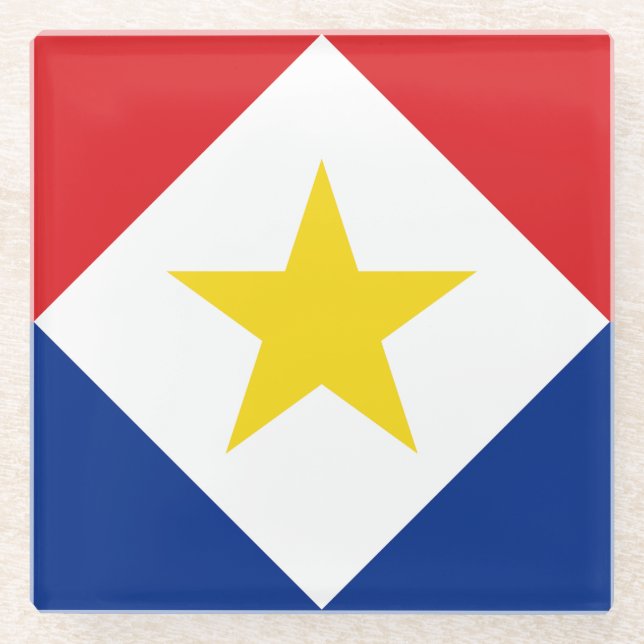 Dessous-de-verre En Verre Drapeau de Saba (Devant)