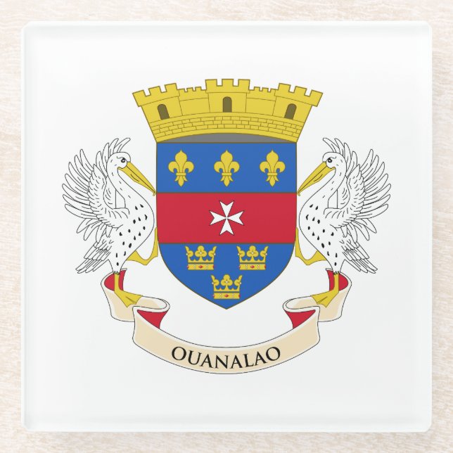 Dessous-de-verre En Verre Drapeau de Saint-Barthélemy (Devant)