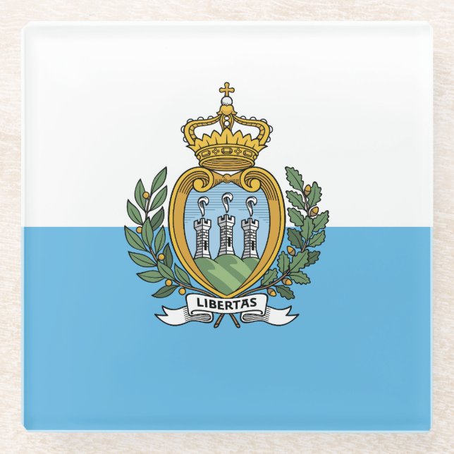 Dessous-de-verre En Verre Drapeau de Saint-Marin (Devant)