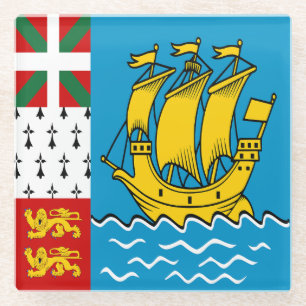 Dessous-de-verre En Verre Drapeau de Saint-Pierre-et-Miquelon