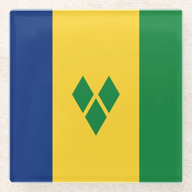 Dessous-de-verre En Verre Drapeau de Saint-Vincent (Devant)