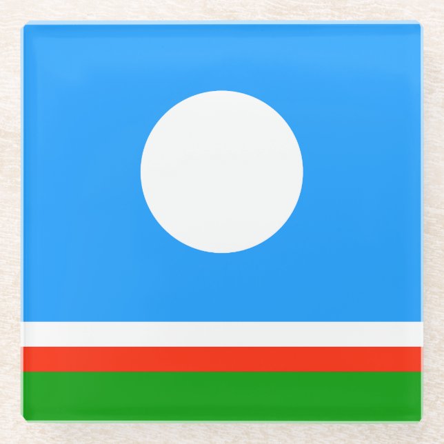 Dessous-de-verre En Verre Drapeau de Sakha (Devant)
