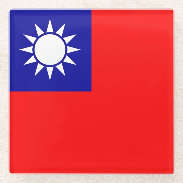 Dessous-de-verre En Verre Drapeau de Taïwan (Devant)