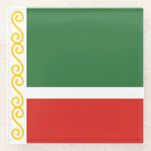 Dessous-de-verre En Verre Drapeau de Tchétchénie