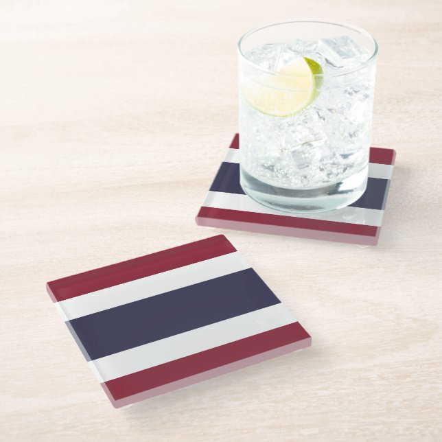 Dessous-de-verre En Verre Drapeau de Thaïlande (Incliné)