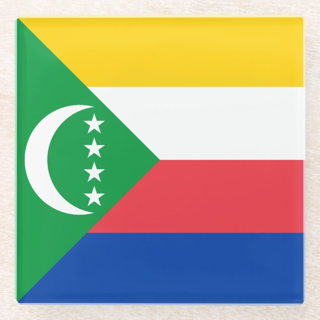 Dessous-de-verre En Verre Drapeau des Comores (Devant)