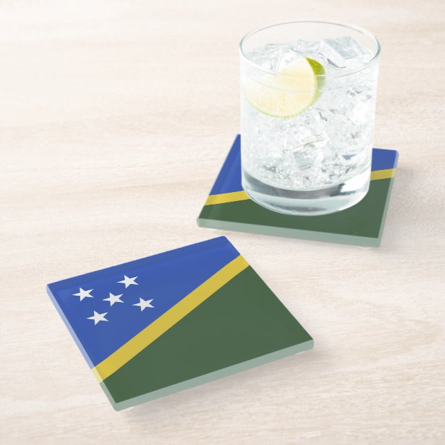 Dessous-de-verre En Verre Drapeau des Îles Salomon (Incliné)