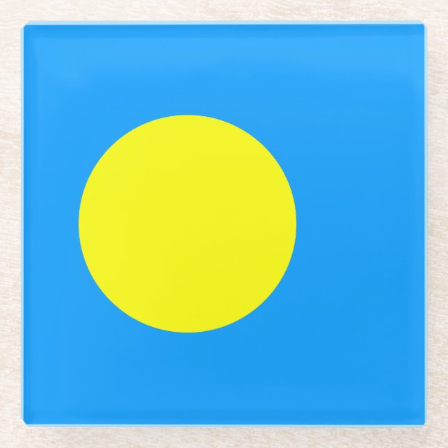 Dessous-de-verre En Verre Drapeau des Palaos (Devant)
