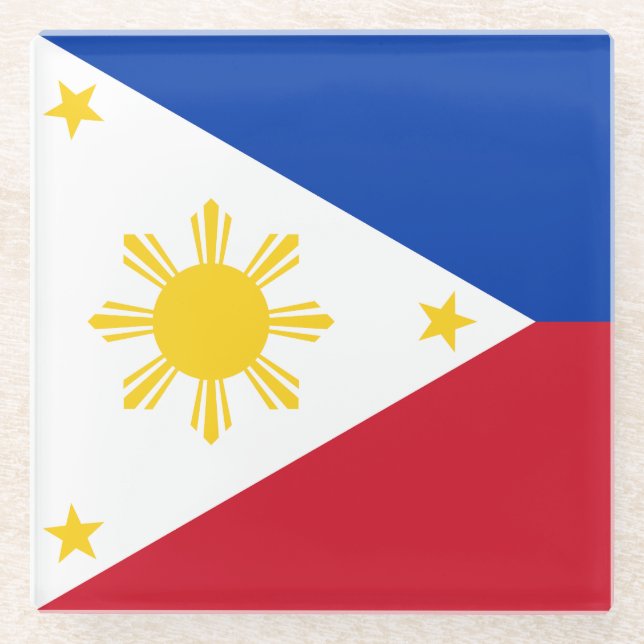 Dessous-de-verre En Verre Drapeau des Philippines (Devant)