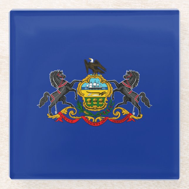 Dessous-de-verre En Verre Drapeau d'État de Pennsylvanie Décor design (Devant)
