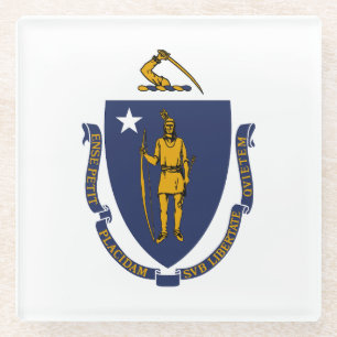 Dessous-de-verre En Verre Drapeau d'État du Massachusetts