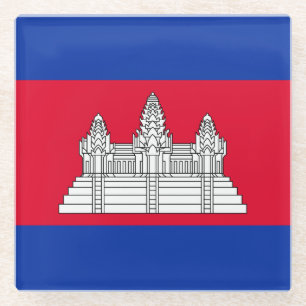 Dessous-de-verre En Verre Drapeau du Cambodge patriotique