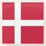 Dessous-de-verre En Verre Drapeau du Danemark<br><div class="desc">Drapeau patriotique du Danemark.</div>