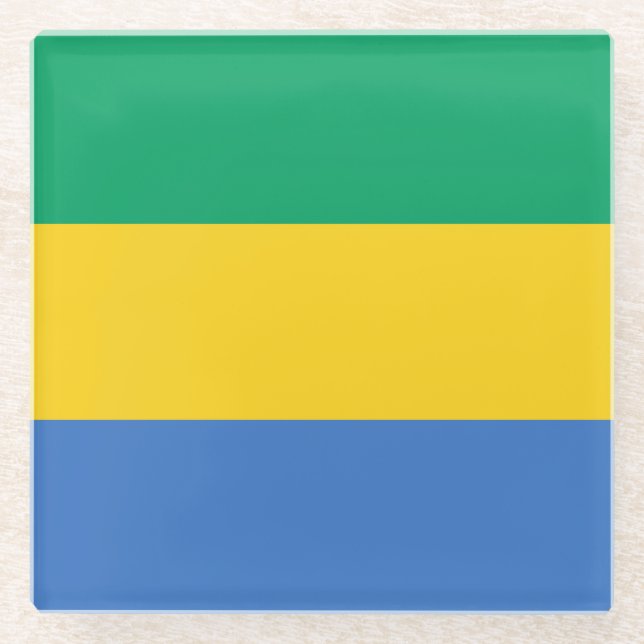 Dessous-de-verre En Verre Drapeau du Gabon (Devant)