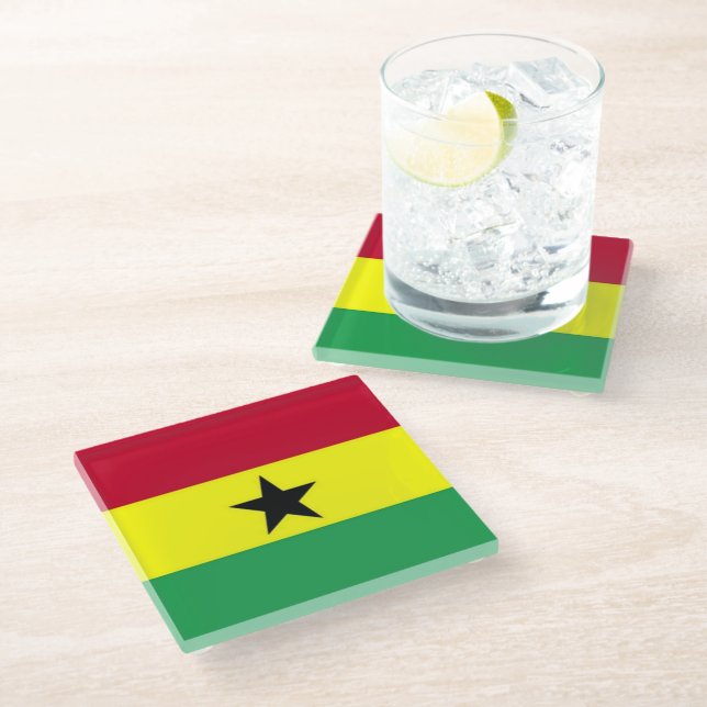 Dessous-de-verre En Verre Drapeau du Ghana (Incliné)
