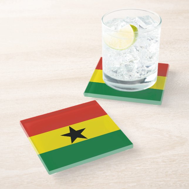Dessous-de-verre En Verre Drapeau du Ghana (Incliné)