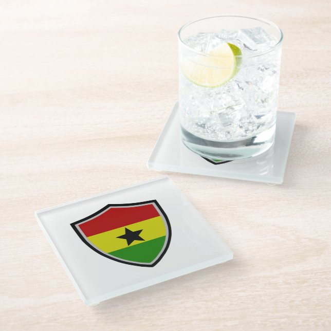 Dessous-de-verre En Verre Drapeau du Ghana (Incliné)