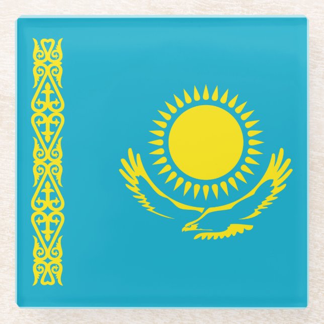 Dessous-de-verre En Verre Drapeau du Kazakhstan (Devant)
