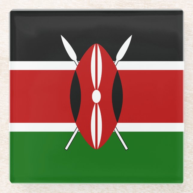 Dessous-de-verre En Verre Drapeau du Kenya (Devant)