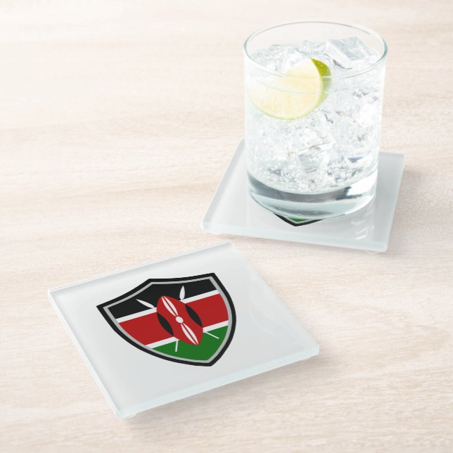 Dessous-de-verre En Verre Drapeau du Kenya (Incliné)