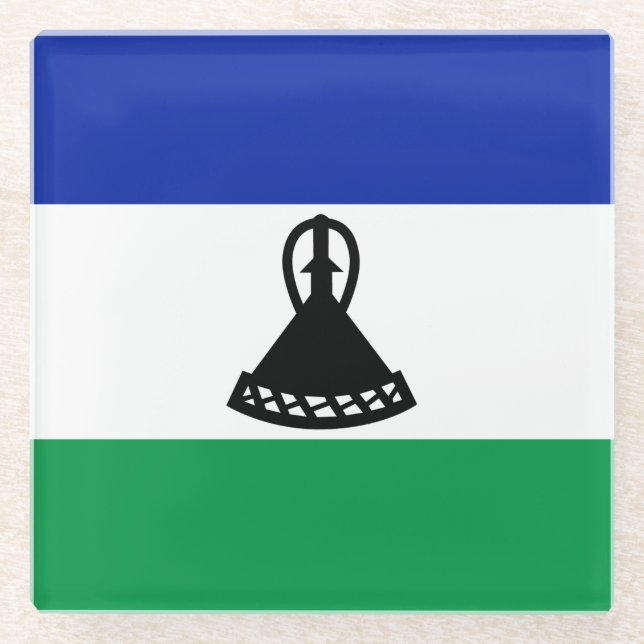 Dessous-de-verre En Verre Drapeau du Lesotho (Devant)